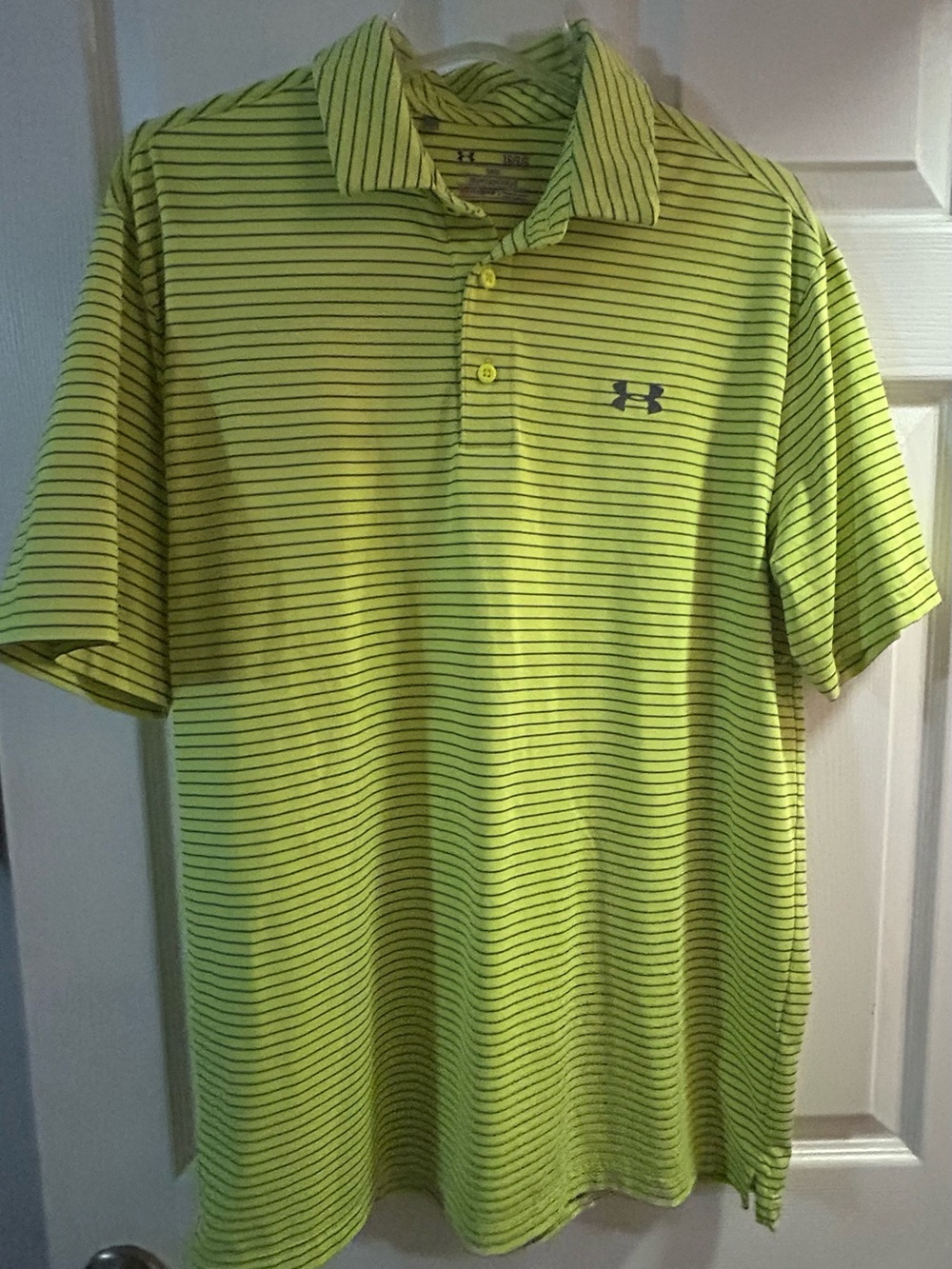 Under Armour Lime Green & Black Striped Polo